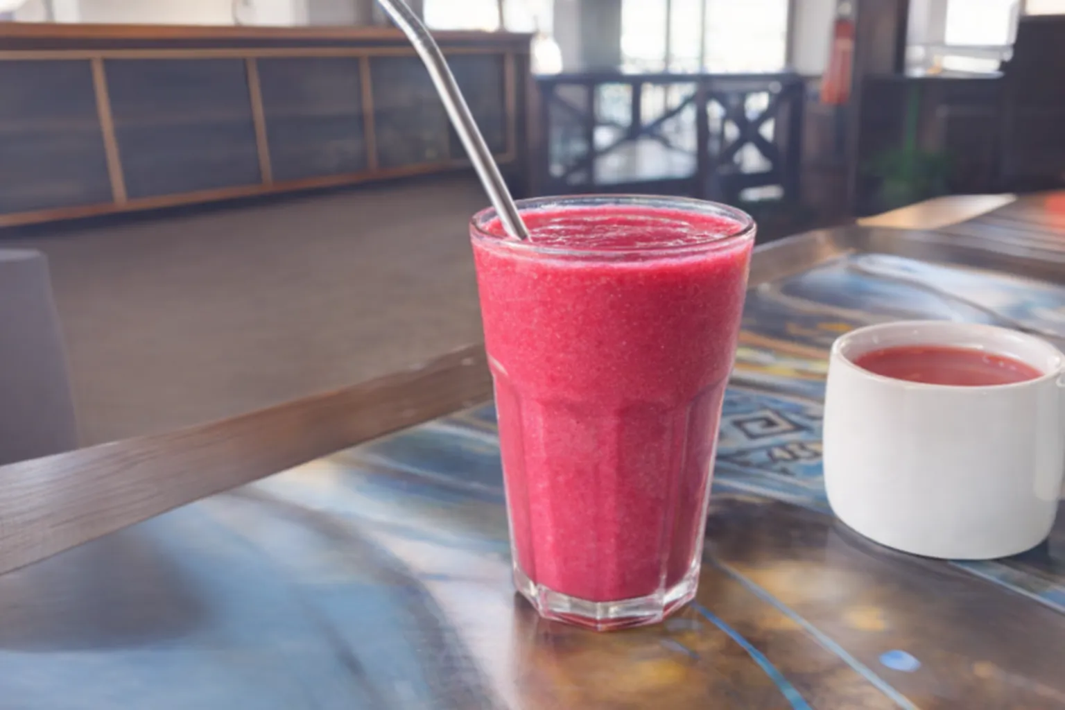 Fresh pink dragon fruit smoothie at Sea Breeze Restaurant